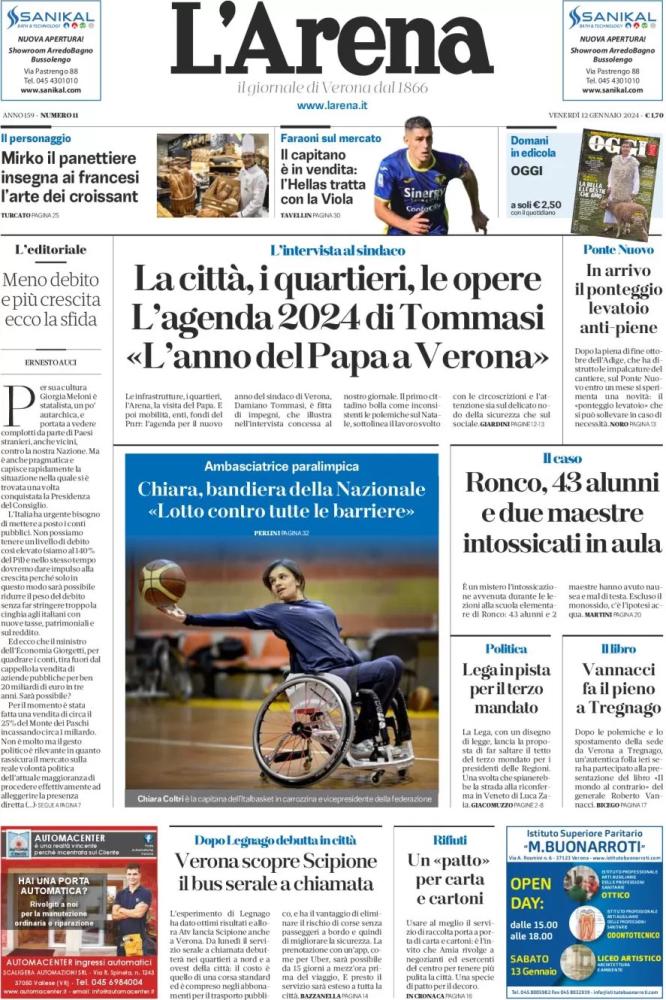 L Arena In Prima Pagina Su Faraoni Capitano In Vendita L Hellas