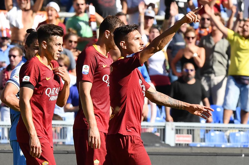 As Roma 29/09/2018 - campionato di calcio serie A / Roma-Lazio / foto Antonello Sammarco/Image Sport 
nella foto: esultanza gol Lorenzo Pellegrini