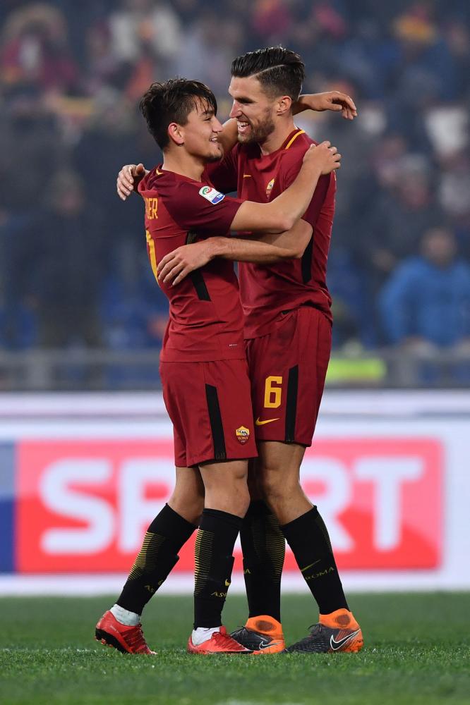 As Roma 11/02/2018 - campionato di calcio serie A / Roma-Benevento / foto Antonello Sammarco/Image Sport
nella foto: esultanza gol Cengiz Under