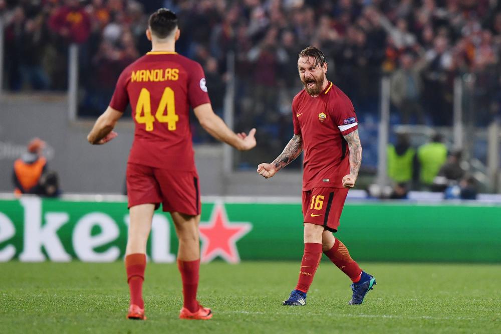 As Roma 10/04/2018 - Champions League / Roma-Barcellona / foto Antonello Sammarco/Image Sport
nella foto: esultanza gol Daniele De Rossi