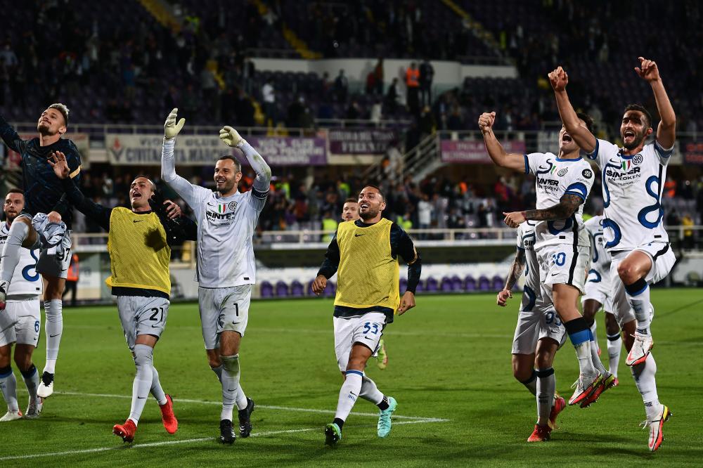 Mg Firenze 21/09/2021 - campionato di calcio serie A / Fiorentina-Inter / foto Matteo Gribaudi/Image Sport
nella foto: esultanza a fine gara Inter