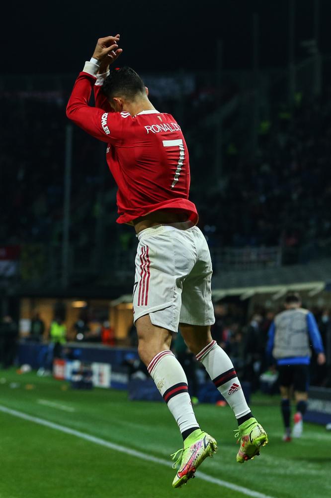 Bergamo 02/11/2021 - Champions League / Atalanta-Manchester United / foto Image Sport
nella foto: esultanza gol Cristiano Ronaldo