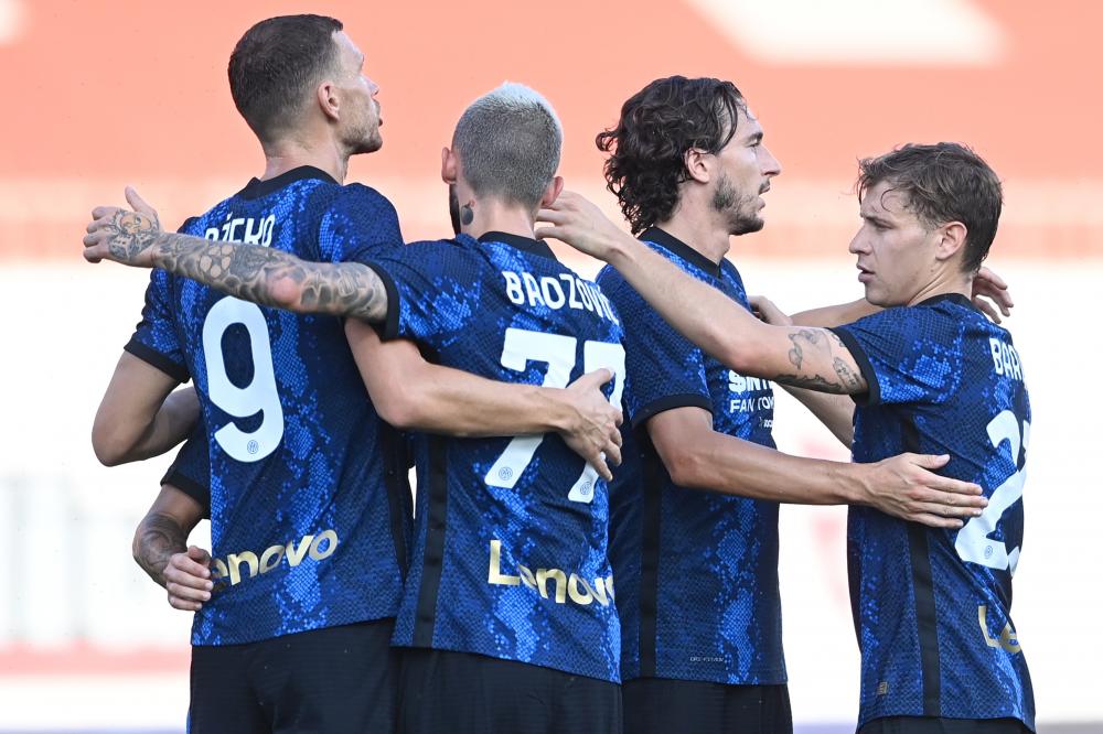 Mg Monza 14/08/2021 - amichevole / Inter-Dinamo Kiev / foto Matteo Gribaudi/Image Sport
nella foto: esultanza gol Nicolo' Barella