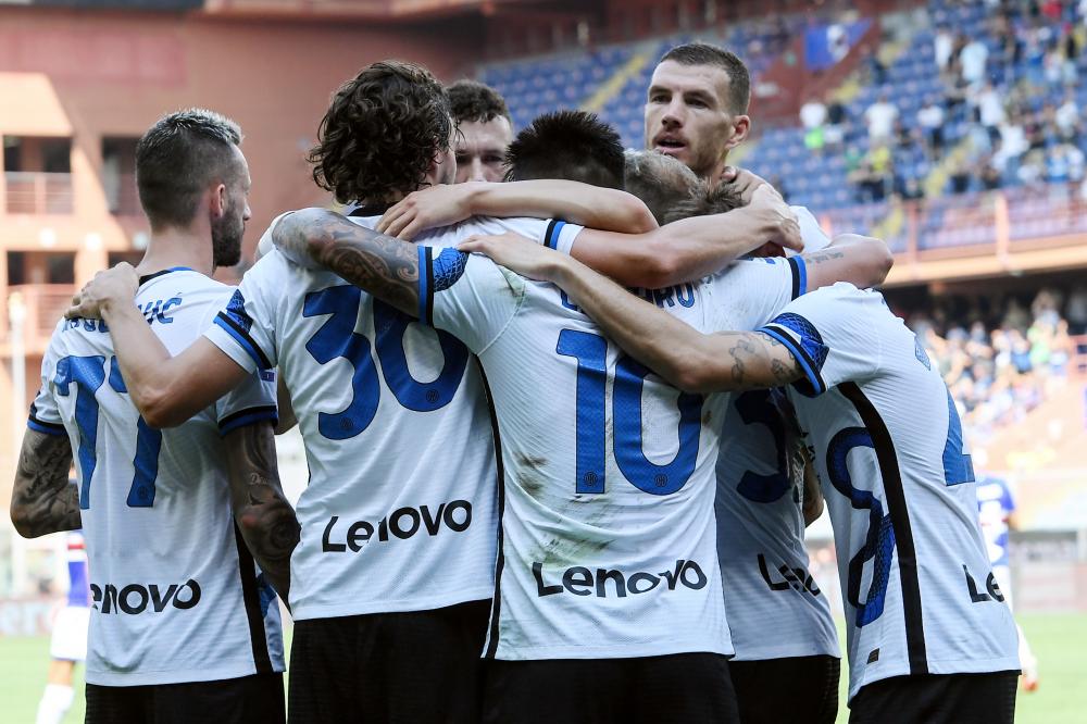 Db Genova 12/09/2021 - campionato di calcio serie A / Sampdoria-Inter / foto Daniele Buffa/Image Sport
nella foto: esultanza gol Lautaro Martinez
