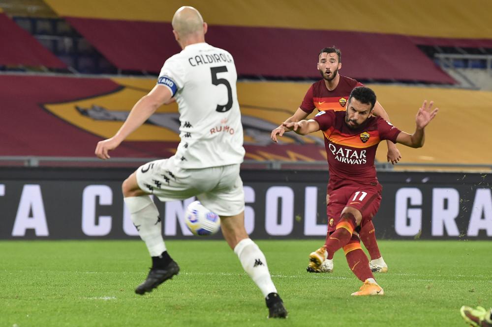 As Roma 18/10/2020 - campionato di calcio serie A / Roma-Benevento / foto Antonello Sammarco/Image Sport
nella foto: gol Pedro