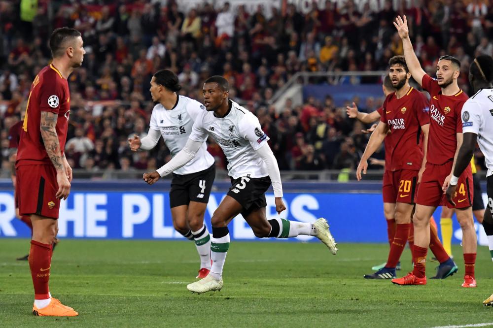Roma 02/05/2018 - Champions League / Roma-Liverpool / foto Insidefoto/Image Sport
nella foto: esultanza gol Georginio Wijnaldum