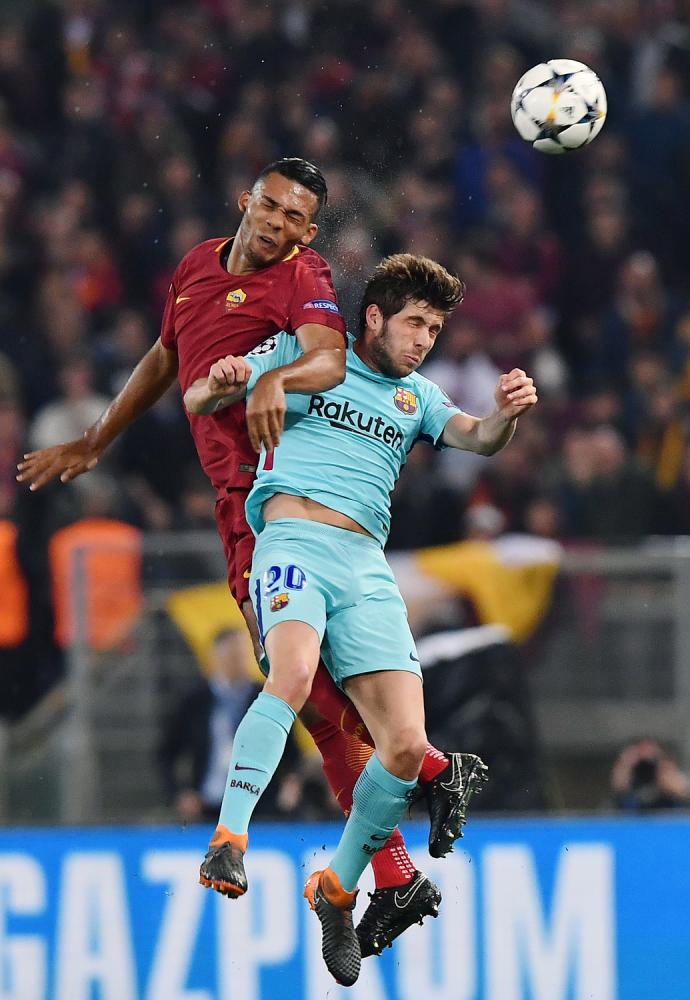 As Roma 10/04/2018 - Champions League / Roma-Barcellona / foto Antonello Sammarco/Image Sport
nella foto: Juan Jesus-Sergi Roberto