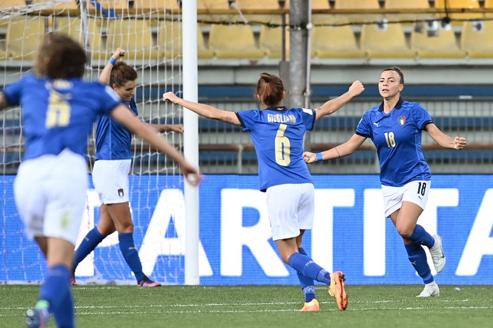 Db Parma 08/04/2022 - qualificazioni Mondiali Australia 2023 / Italia-Lituania femminile / foto Daniele Buffa/Image Sport
nella foto: esultanza gol Arianna Caruso