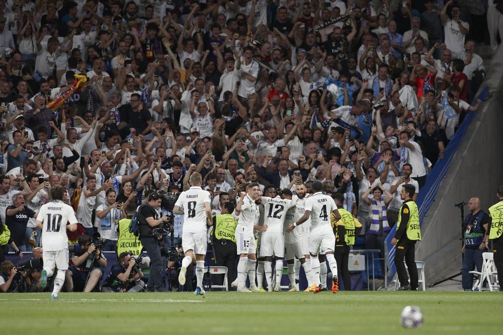 Madrid, Champions League 2022-2023, Real Madrid CF-Manchester City FC, giocata allo stadio Santiago Bernabeu. Nella foto: Gol del Real Madrid