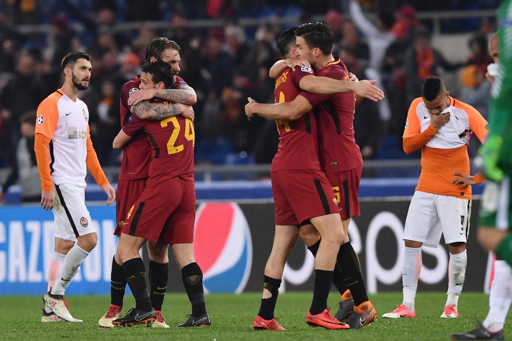 As Roma 13/03/2018 - Champions League / Roma-Shakhtar Donetsk / foto Antonello Sammarco/Image Sport
nella foto: esultanza a fine gara Roma