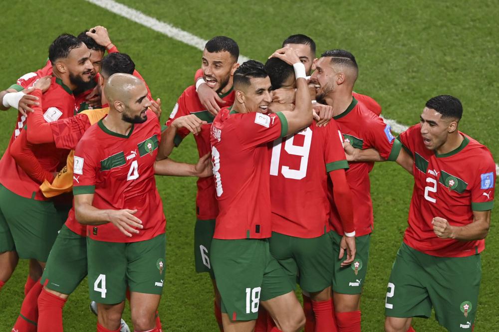 Doha (Qatar) 10/12/2022 - Mondiali di calcio Qatar 2022 / Marocco-Portogallo / foto Imago/Image Sport 
nella foto: esultanza gol Youssef En Nesyri ONLY ITALY