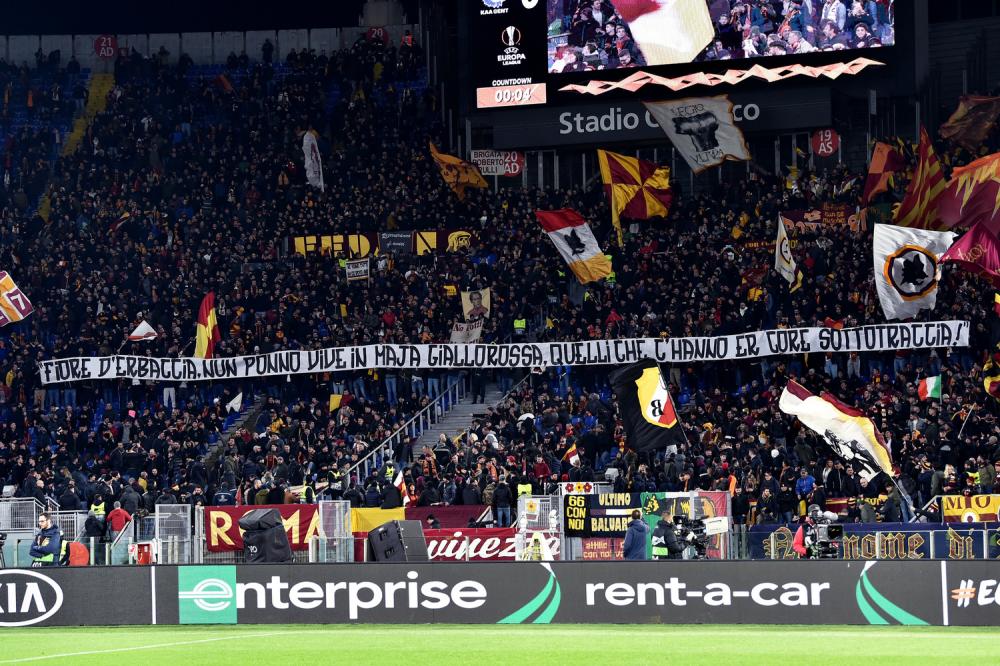 As Roma 20/02/2020 - Europa League / Roma-Gent / foto Antonello Sammarco/Image Sport
nella foto: striscione tifosi Roma