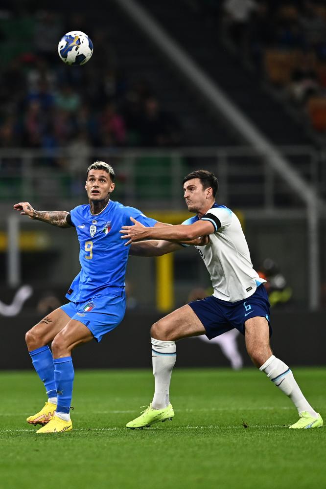 Mg Milano 23/09/2022 - Uefa Nations League / Italia-Inghilterra / foto Matteo Gribaudi/Image Sport
nella foto: Gianluca Scamacca-Harry Maguire