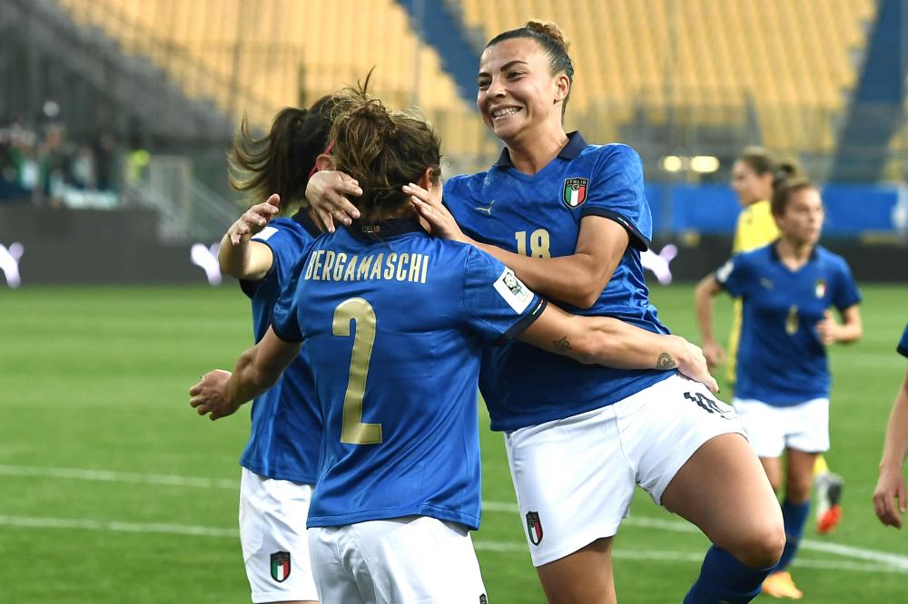 Db Parma 08/04/2022 - qualificazioni Mondiali Australia 2023 / Italia-Lituania femminile / foto Daniele Buffa/Image Sport
nella foto: esultanza gol Valentina Bergamaschi
