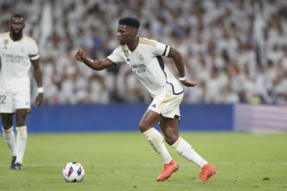 Madrid, LaLiga 2023-2024, Real Madrid CF-Real Sociedad, giocata allo stadio Santiago Bernabeu. Nella foto: Aurelien Tchouameni