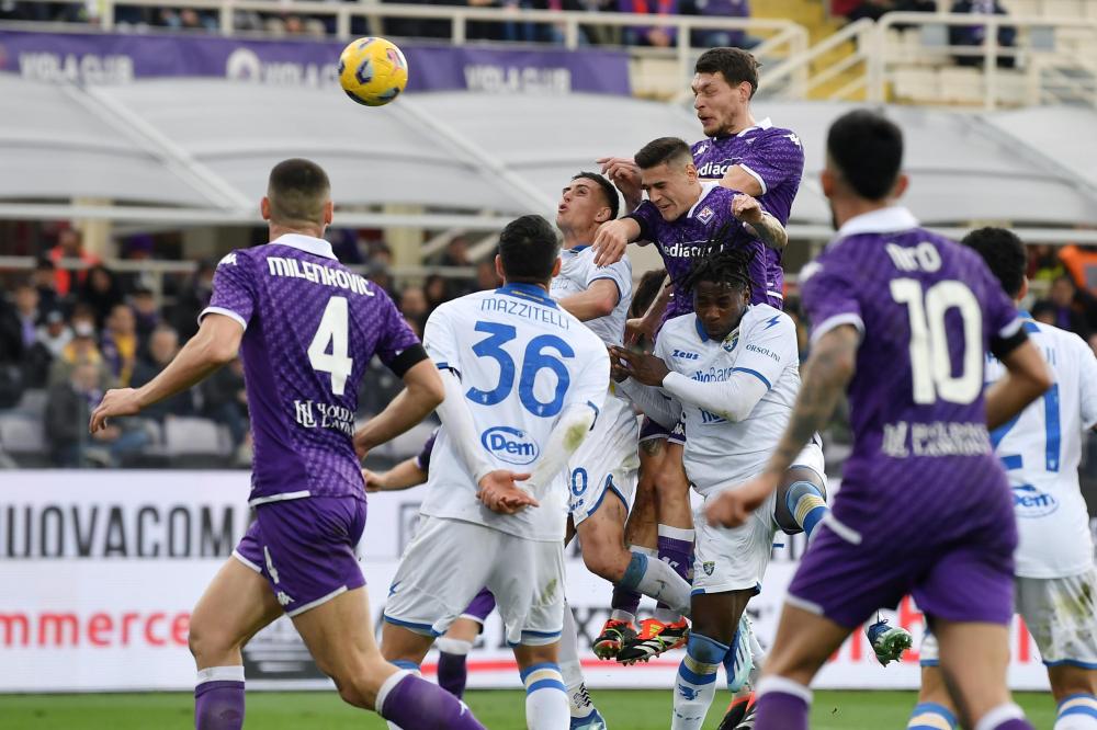 As Firenze 11/02/2024 - campionato di calcio serie A / Fiorentina-Frosinone / foto Antonello Sammarco/Image Sport
nella foto: gol Lucas Martinez Quarta
