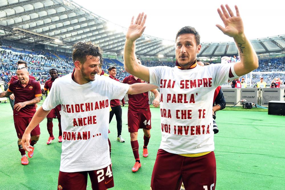 Roma 25/05/2015 - campionato di calcio serie A / Lazio-Roma / 
nella foto: Francesco Totti-Alessandro Florenzi