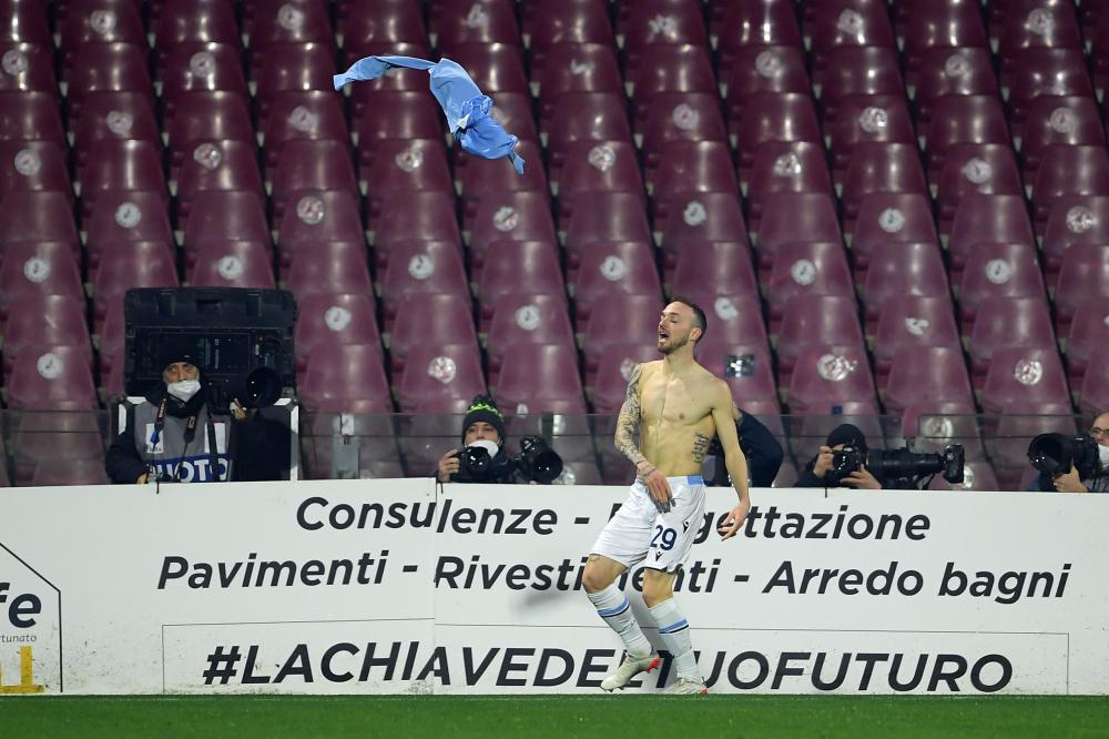 Salerno, Salernitana-Lazio-Serie A 2021/22
Nella foto: Manuel Lazzari ( SS Lazio ) esulta dopo il gol