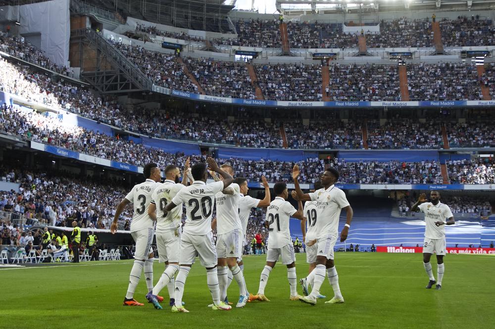 Madrid, LaLiga 2022-2023, Real Madrid CF-UD Almeria, giocata allo stadio Santiago Bernabeu. Nella foto: Gol del Real Madrid