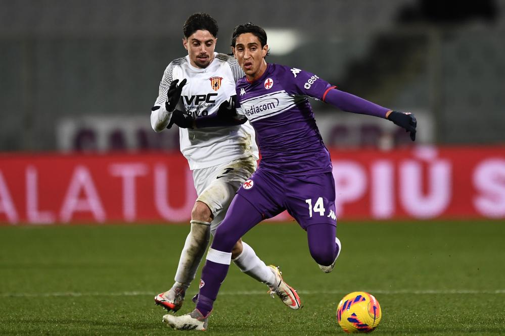 Firenze 15/12/2021 - Coppa Italia / Fiorentina-Benevento / foto Image Sport
nella foto: Youssef Maleh-Salvatore Elia