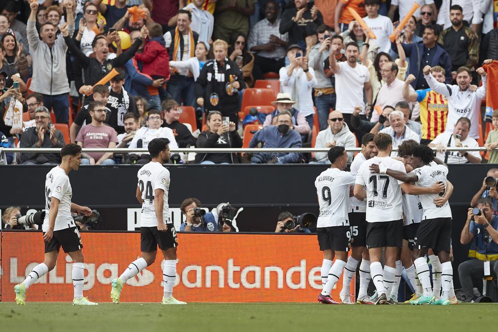 Valencia, LaLiga 2022-2023, Valencia CF-Real Madrid CF, giocata allo stadio di Mestalla. Nella foto: Gol del Valencia CF