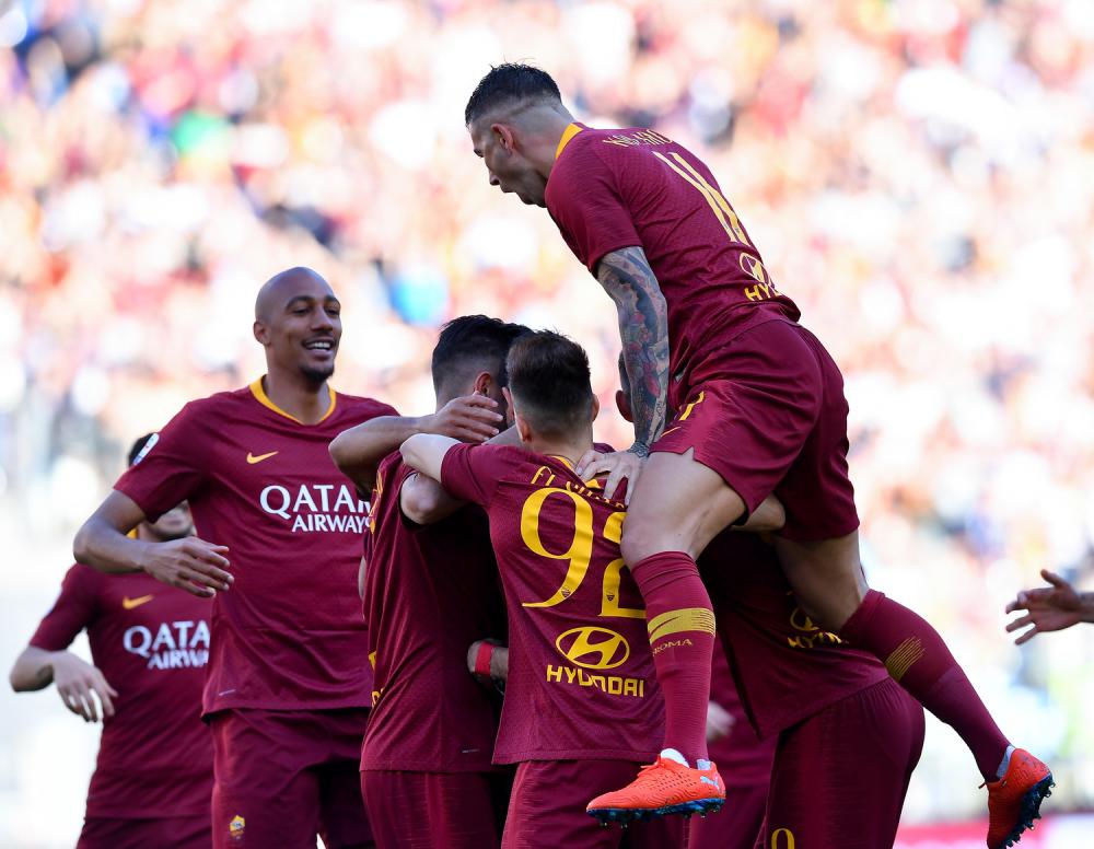 As Roma 27/04/2019 - campionato di calcio serie A / Roma-Cagliari / foto Antonello Sammarco/Image Sport 
nella foto: esultanza gol Javier Pastore