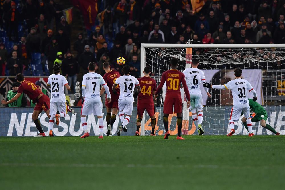 As Roma 11/02/2018 - campionato di calcio serie A / Roma-Benevento / foto Antonello Sammarco/Image Sport
nella foto: gol Federico Fazio