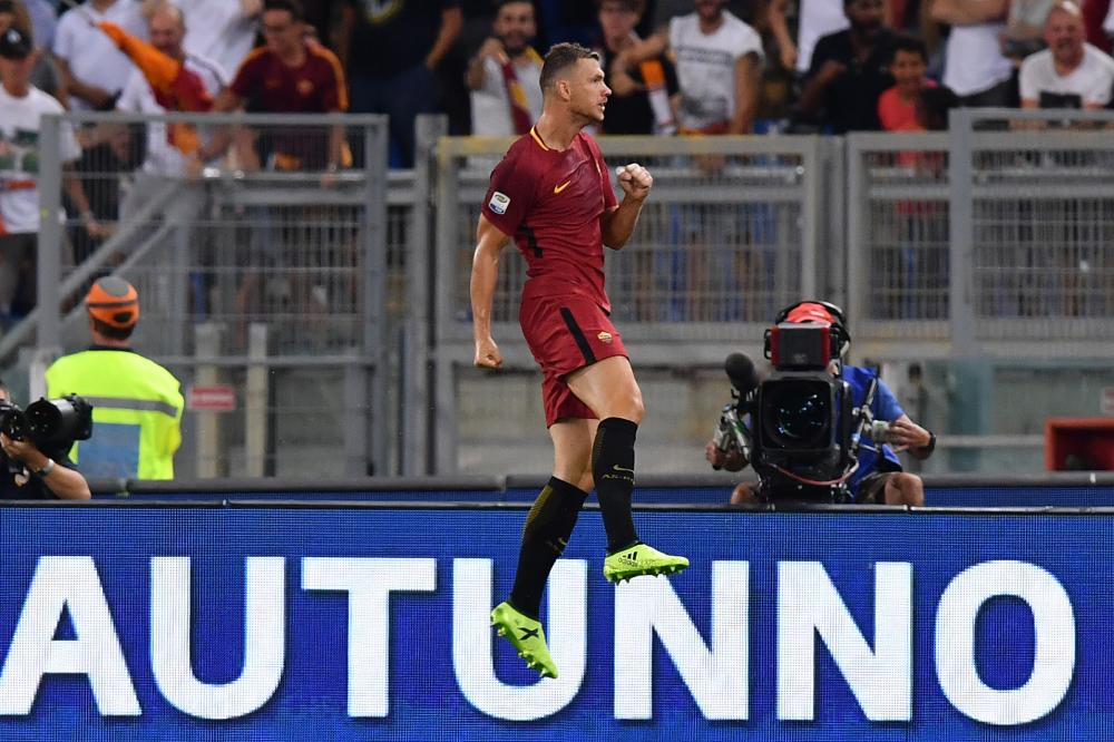 As Roma 26/08/2017 - campionato di calcio serie A / Roma-Inter / foto Antonello Sammarco/Image Sport
nella foto: esultanza gol Edin Dzeko