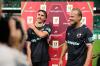 Palermo, Italia, 3 settembre 2026. Stadio Renzo Barbera, Palermo vs Mantova, sedicesimi di finale di Coppa Italia 2026/2027. Nella foto: Intervista Dennis Johnsen (Palermo FC) e Joel Pohjanpalo (Palermo FC)