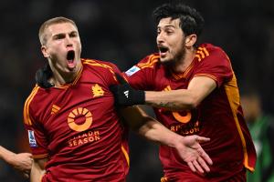 Mg Reggio Emilia 03/12/2023 - campionato di calcio serie A / Sassuolo-Roma / foto Matteo Gribaudi/Image Sport
nella foto: esultanza gol Rasmus Kristensen