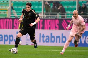 Palermo, Italy, 14 February 2026. Renzo Barbera Stadium, Palermo vs Virtus Entella, match valid for the 2025/2026 Serie B championship. In the photo: Niccolò Squizzato (Virtus Entella)