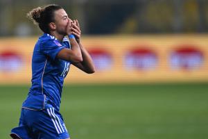 Db Parma 05/12/2023 - Nations League femminile / Italia-Svizzera / foto Daniele Buffa/Image Sport
nella foto: esultanza gol Arianna Caruso
