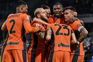 Ci Napoli 03/12/2023 - campionato di calcio serie A / Napoli-Inter / foto Carmelo Imbesi/Image Sport
nella foto: esultanza gol Nicolo' Barella