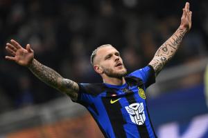 Mg Milano 09/12/2023 - campionato di calcio serie A / Inter-Udinese / foto Matteo Gribaudi/Image Sport
nella foto: esultanza gol Federico Dimarco