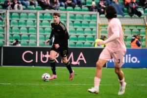 Palermo, Italy, 14 February 2026. Renzo Barbera Stadium, Palermo vs Virtus Entella, match valid for the 2025/2026 Serie B championship. In the photo: Tommaso Del Lungo (Virtus Entella)