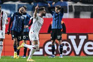 Db Bergamo 09/12/2023 - campionato di calcio serie A / Atalanta-Milan / foto Daniele Buffa/Image Sport nella foto: esultanza gol Olivier Giroud