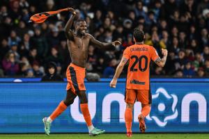 Ci Napoli 03/12/2023 - campionato di calcio serie A / Napoli-Inter / foto Carmelo Imbesi/Image Sport
nella foto: esultanza gol Marcus Thuram