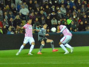 Alessandria, Serie B, 2021/2022, Alessandria-Vicenza 0-1, giocata allo stadio Giuseppe Moccagatta, nella foto: colpo di testa di Sebastien De Maio