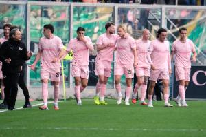 Palermo, Italy, 21 February 2026. Renzo Barbera Stadium, Palermo FC vs FC Sudtirol, match valid for the 2025/2026 Serie B championship. In the photo: Jeremy Le Douaron (Palermo FC) celebrates after his goal