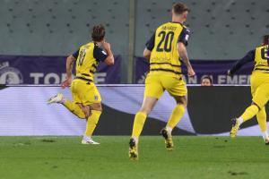 ADRIAN BERNABE' esulta dopo il gol  - Fiorentina-Parma Coppa Italia ottavi di finale stagione 2023-2024 - 06.12.2023 ore 21.00 - Stadio Artemio Franchi - Firenze - foto Federico De Luca @fdlcom 2023 - tutti i diritti riservati - vietata la riproduzione anche parziale.