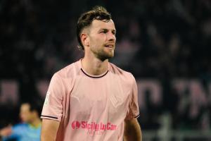 Palermo, Italy, 12 December 2025. Renzo Barbera Stadium, Palermo vs Sampdoria, match valid for the 2025/2026 Serie B championship. In the photo: Jeremy Le Douaron (Palermo FC)