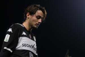 Palermo, Italy, 18 January 2026. Renzo Barbera Stadium, Palermo vs Spezia, match valid for the 2025/2026 Serie B championship. In the photo: Delusio and Edoardo Soleri (Spezia)