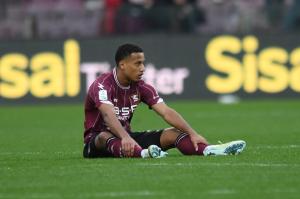 Salerno, Salernitana—Sassuolo-Campionato Serie B 2024-25
Nella foto: Lilian Njoh deluso a fine gara