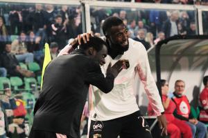 Palermo, Italia, 1 novembre 2025. Stadio Renzo Barbera, Palermo vs Pescara, match valido per il campionato di Serie B 2025/2026. Nella foto: Esultanza Salim Diakite' (Palermo FC) e Claudio Gomes (Palermo FC)