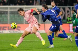 Palermo, Italy, 27 December 2025. Renzo Barbera Stadium, Palermo vs Padova, match valid for the 2025/2026 Serie B championship. In the photo: Jacopo Segre (Palermo FC) and Kevin Varas (Padua)