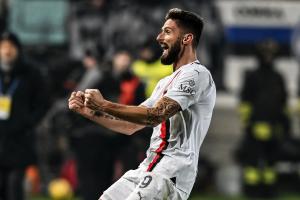 Db Bergamo 09/12/2023 - campionato di calcio serie A / Atalanta-Milan / foto Daniele Buffa/Image Sport nella foto: esultanza gol Olivier Giroud