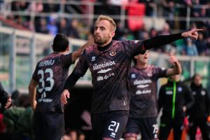 Palermo, Italy, 21 February 2026. Renzo Barbera Stadium, Palermo FC vs FC Sudtirol, match valid for the 2025/2026 Serie B championship. In the photo: Fabian Tait (FC Sudtirol) protests