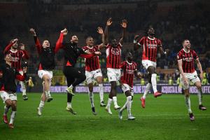 Mg Milano 23/04/2025 - Coppa Italia / Inter-Milan / foto Matteo Gribaudi/Image Sport
nella foto: esultanza a fine gara Milan