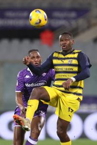 Yerry Mina e ANGE-YOAN BONNY  - Fiorentina-Parma Coppa Italia ottavi di finale stagione 2023-2024 - 06.12.2023 ore 21.00 - Stadio Artemio Franchi - Firenze - foto Federico De Luca @fdlcom 2023 - tutti i diritti riservati - vietata la riproduzione anche parziale.