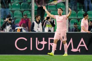 Palermo, Italy, 18 January 2026. Renzo Barbera Stadium, Palermo vs Spezia, match valid for the 2025/2026 Serie B championship. In the photo: Jacopo Segre (Palermo FC) celebrating